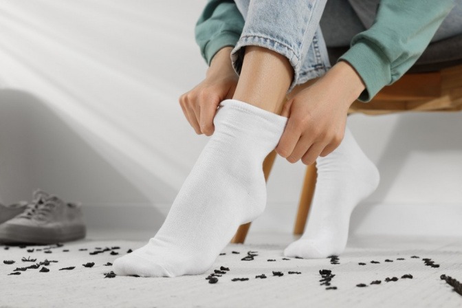 Socken aus Baumwolle als Hausmittel gegen Schweißfüße